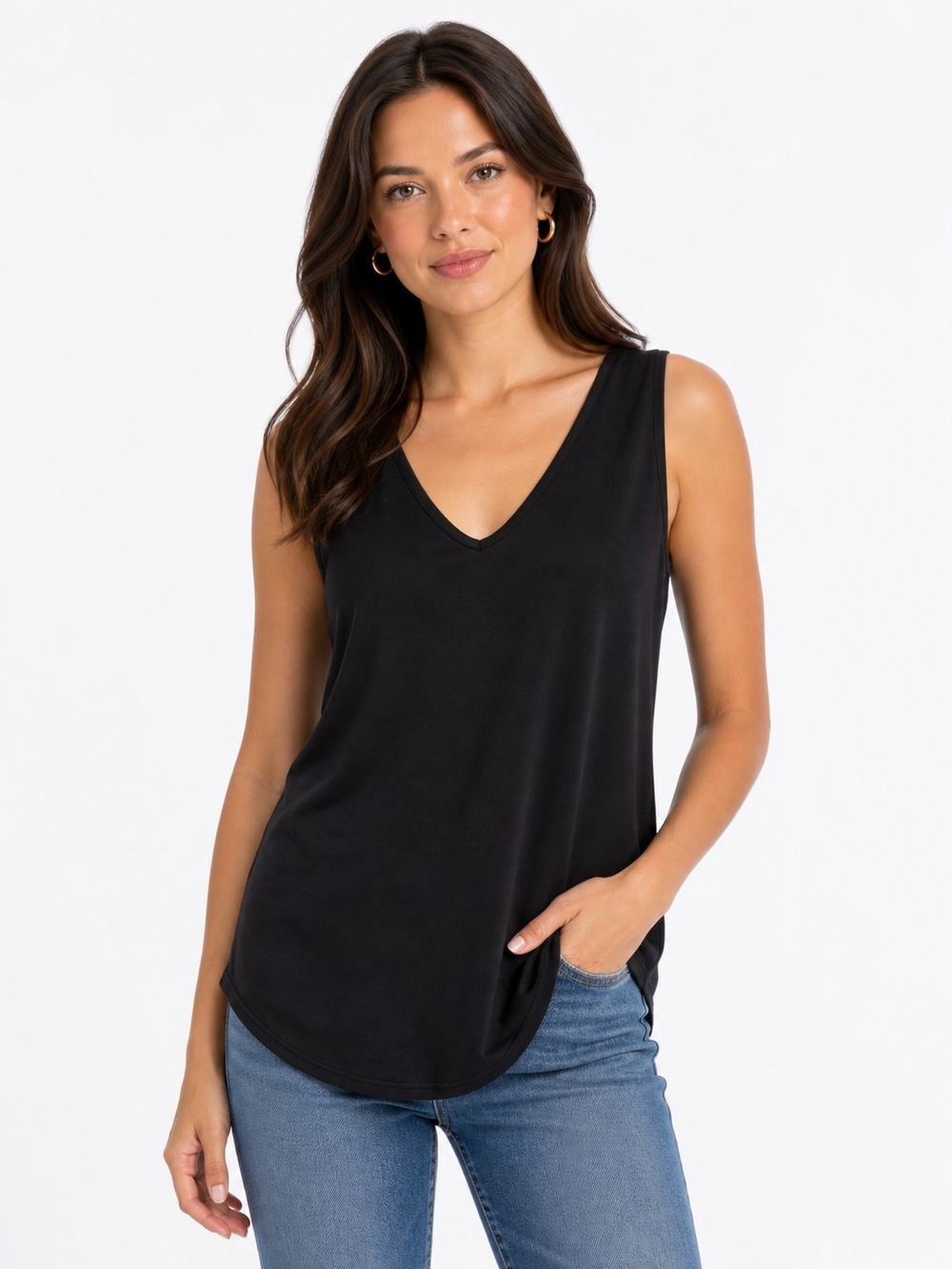 Chico's Black V-Neck Sleeveless Tank